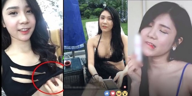 thanh bi lộ núm khong che - Hình ảnh được cắt từ video Thanh Bi thử miếng dán ngực và khuôn mặt gợi dục của cô nàng