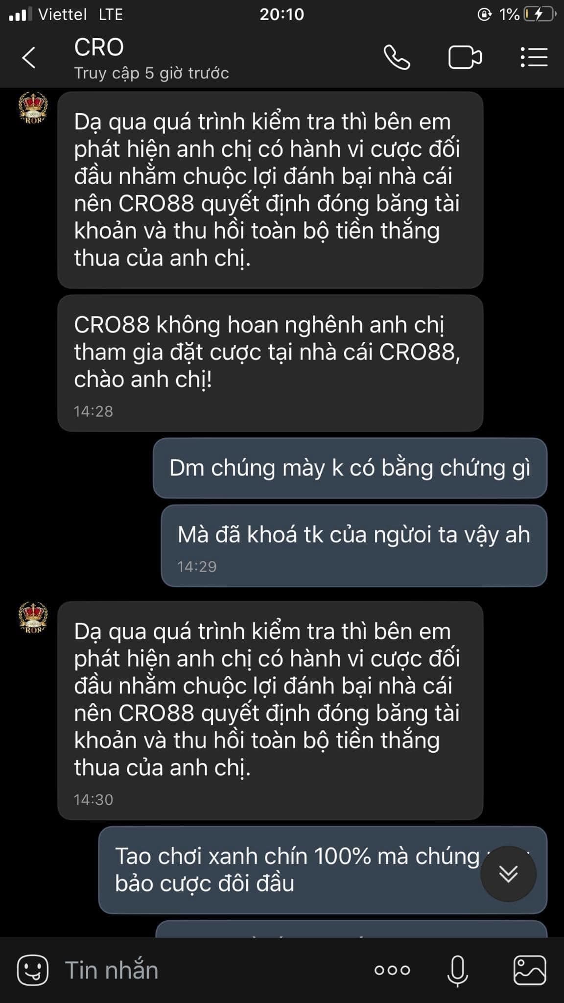 Cro88 đối thoại với khách hàng bị lừa đảo