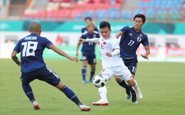 Ghi bàn vào lưới U23 Nhật Bản của Quang Hải tại Asiad 2018