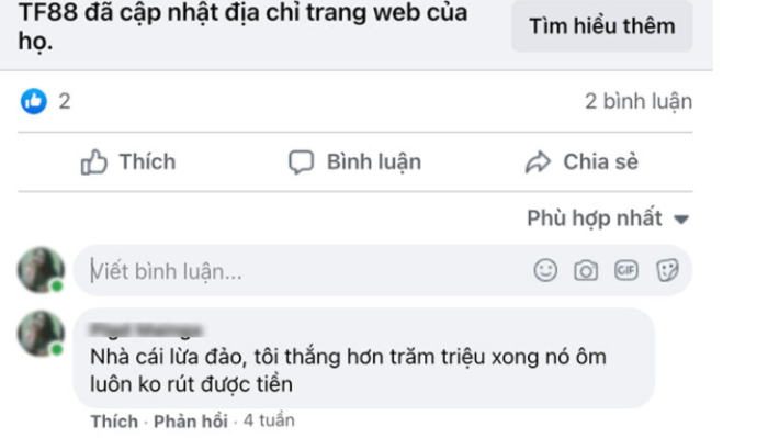 TF88 lừa đảo