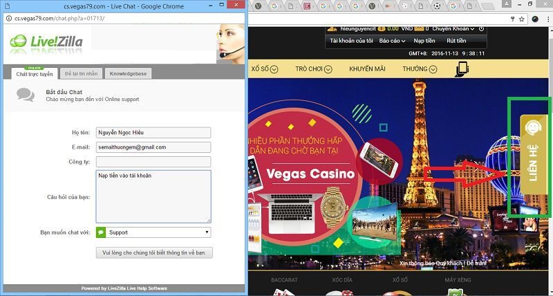truy cập trang chủ sòng bạc Vegas để gửi tiền