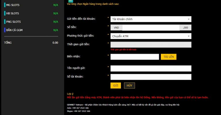 hướng dẫn gửi tiền gdwbet cho người mới bắt đầu